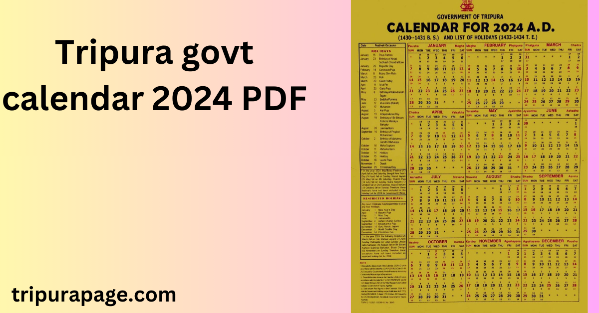 Tripura Government Holiday List 2024 PDF